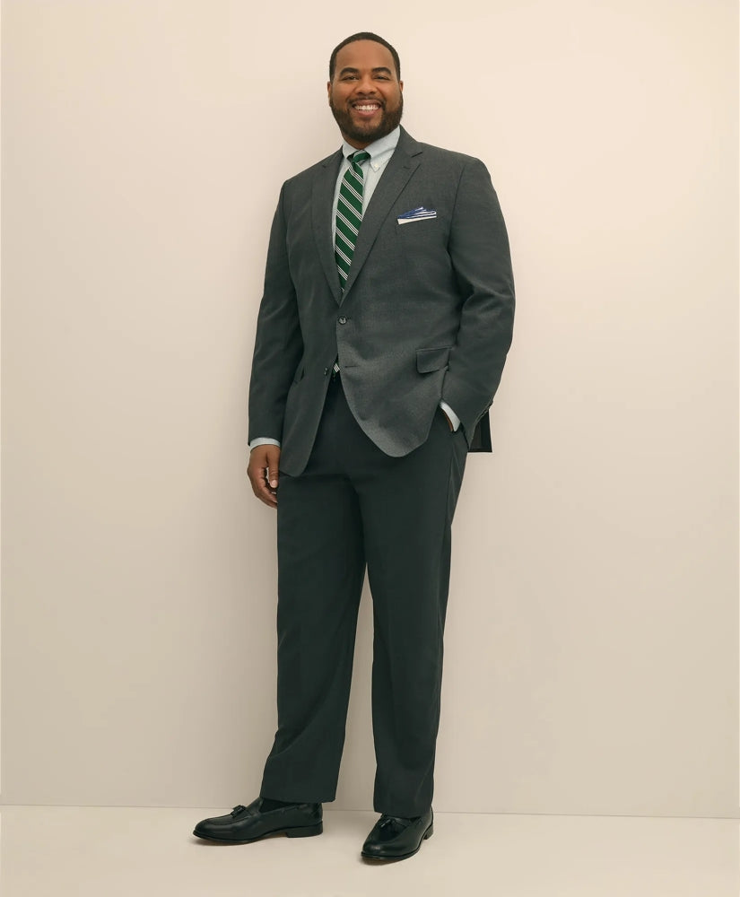 Micro Windowpane Dress Shirt Big & Tall Stretch Supima® Cotton Non-Iron Pinpoint Oxford Polo Button Down Collar