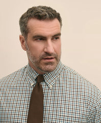 Big & Tall Stretch Supima® Cotton Non-Iron Twill Polo Button Down Check Sport Shirt