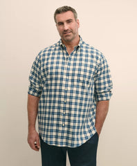 Big & Tall Stretch Supima® Cotton Non-Iron Twill Polo Button Down Plaid Sport Shirt