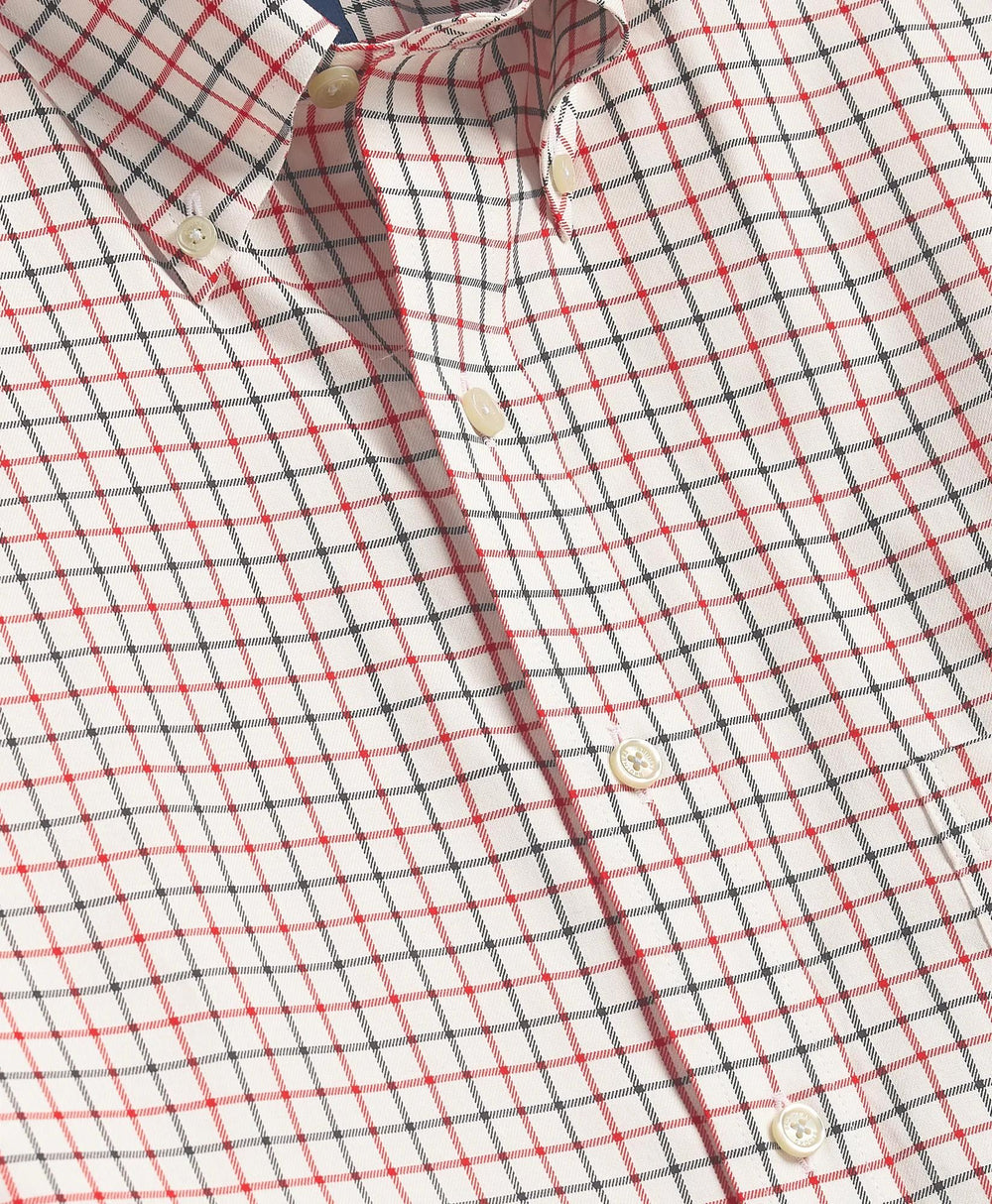 Big & Tall Stretch Supima® Cotton Non-Iron Twill Polo Button Down Tattersall Sport Shirt