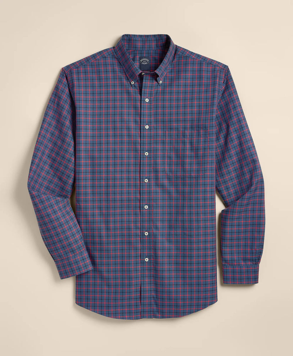 Windowpane Sport Shirt Big & Tall Stretch Supima® Cotton Non-Iron Twill Polo Button Down