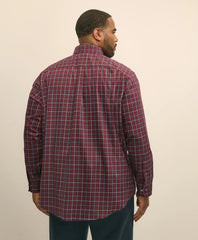 Windowpane Sport Shirt Big & Tall Stretch Supima® Cotton Non-Iron Twill Polo Button Down