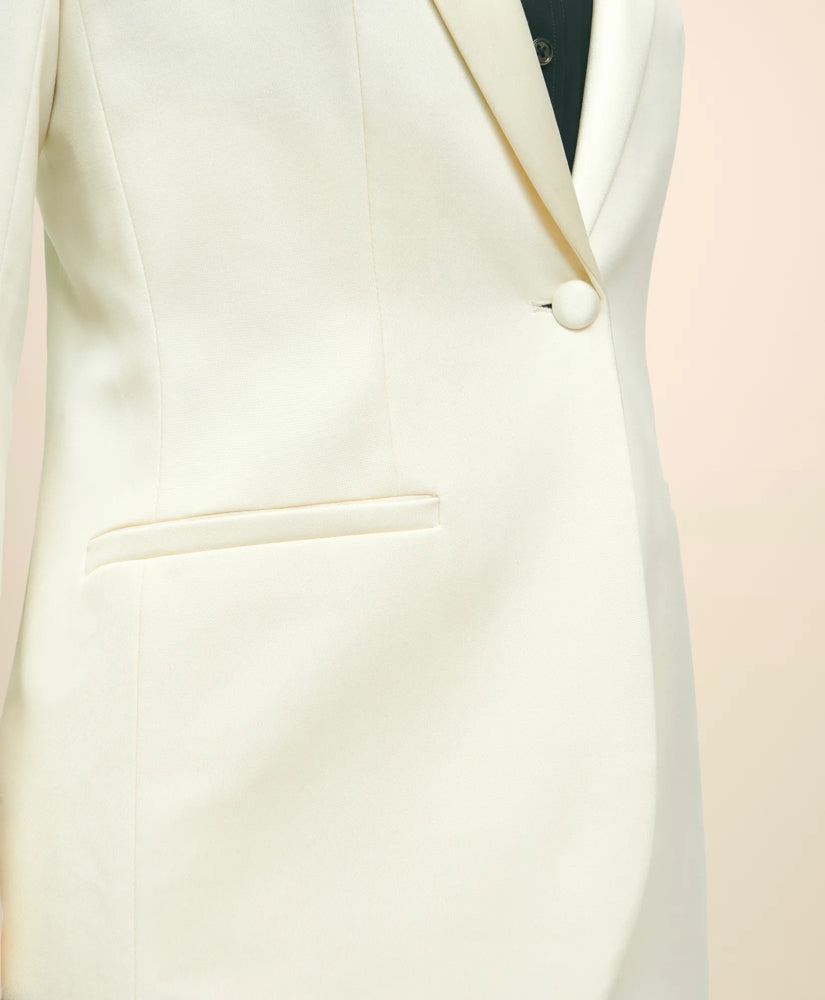 Black Fleece Peak Lapel Dinner Jacket in Merino Wool-Silk Faille