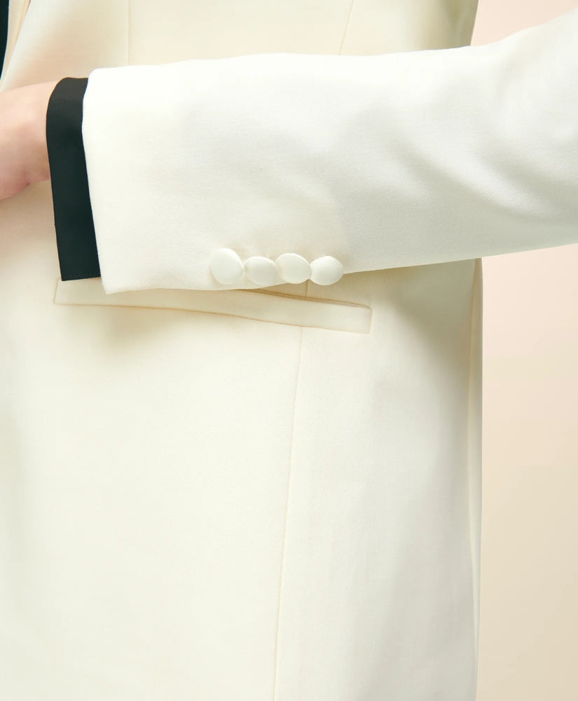 Black Fleece Peak Lapel Dinner Jacket in Merino Wool-Silk Faille