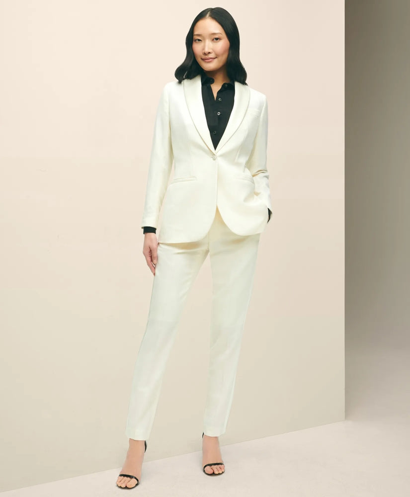 Black Fleece Peak Lapel Dinner Jacket in Merino Wool-Silk Faille