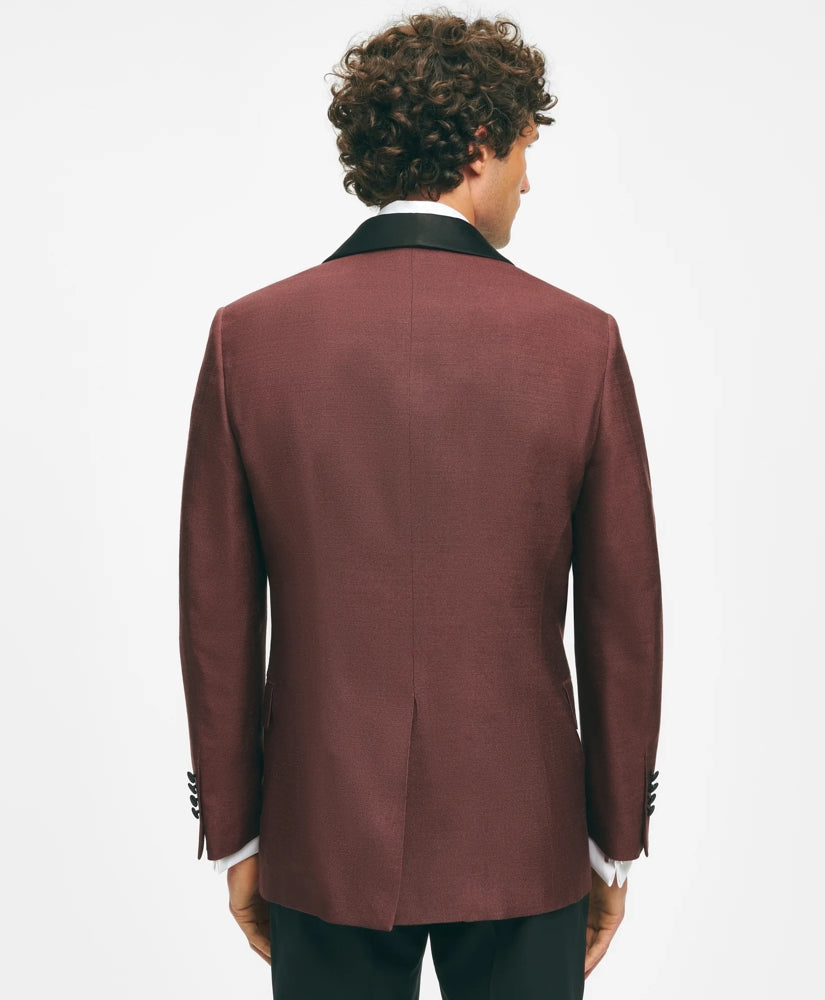 Black Fleece Satin Shawl Collar Dinner Jacket in Silk Hopsack