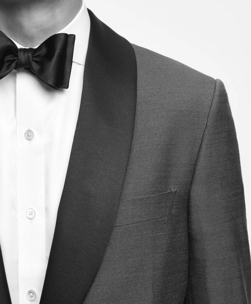 Black Fleece Satin Shawl Collar Dinner Jacket in Silk Hopsack