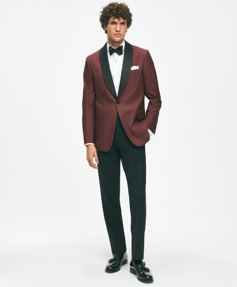 Black Fleece Satin Shawl Collar Dinner Jacket in Silk Hopsack