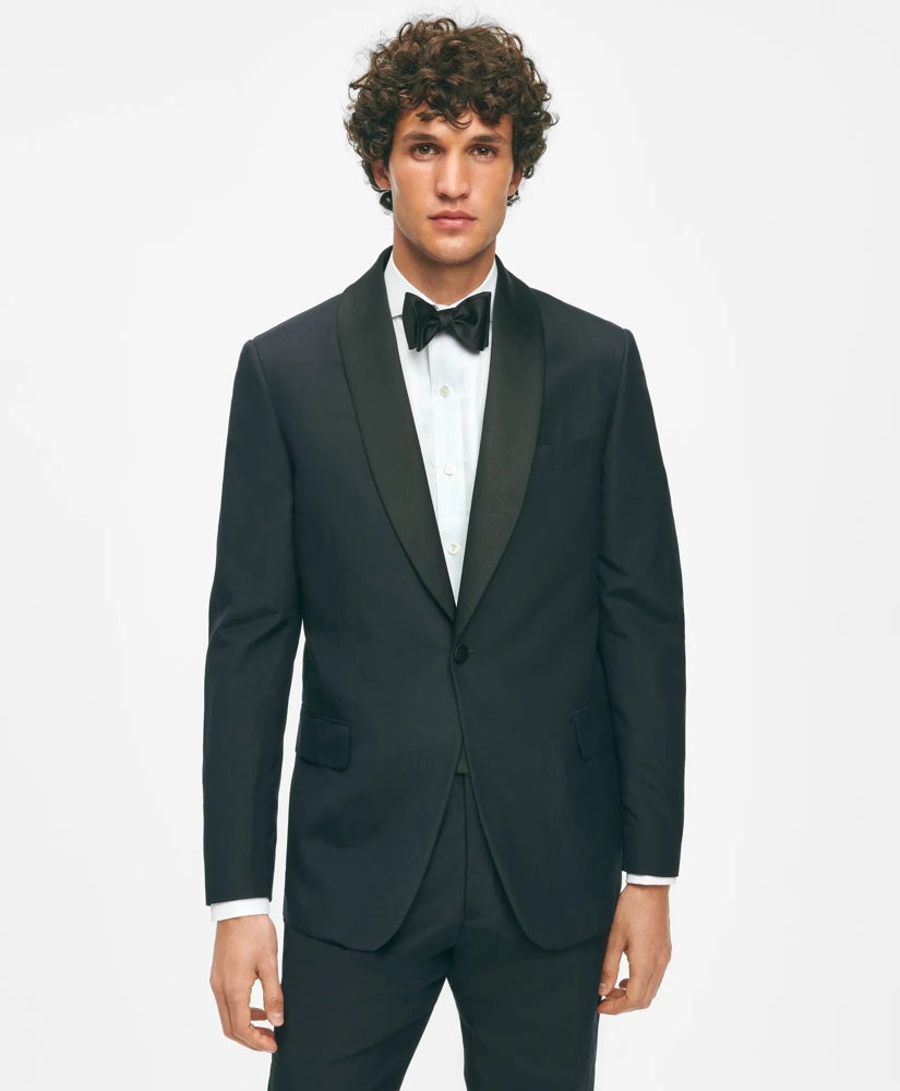 Black Fleece Shawl Collar Tuxedo in Silk-Linen