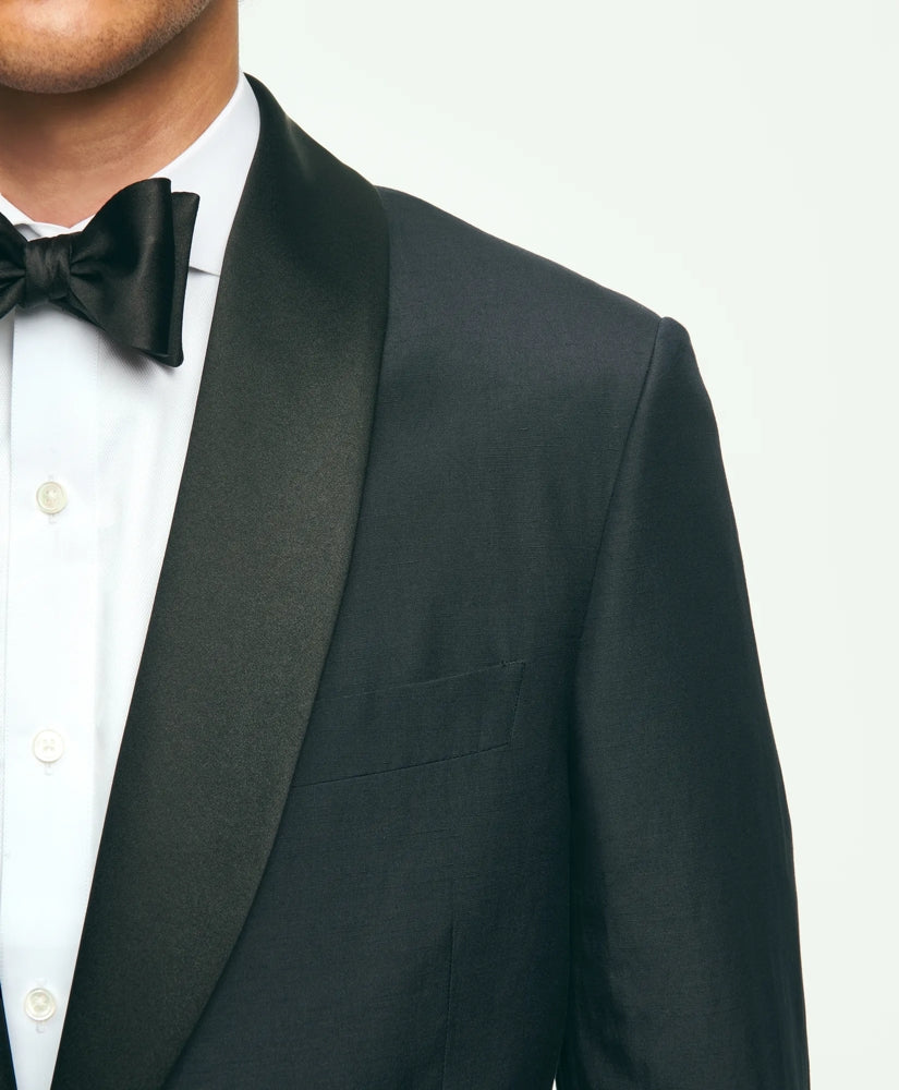 Black Fleece Shawl Collar Tuxedo in Silk-Linen