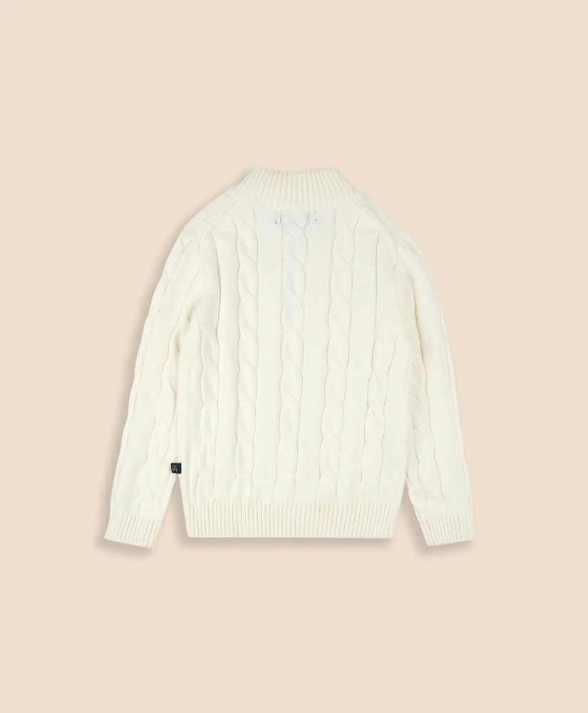 Boys Cotton Cable Knit Quarter-Zip Sweater