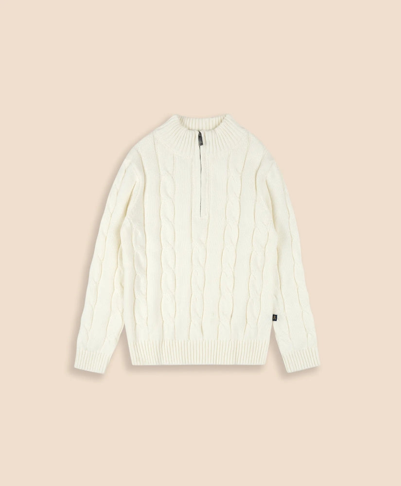 Boys Cotton Cable Knit Quarter-Zip Sweater