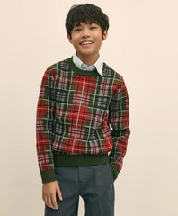 Boys Cotton Jacquard Tartan Sweater