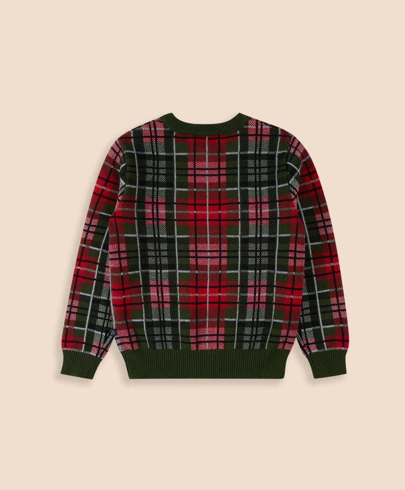 Boys Cotton Jacquard Tartan Sweater