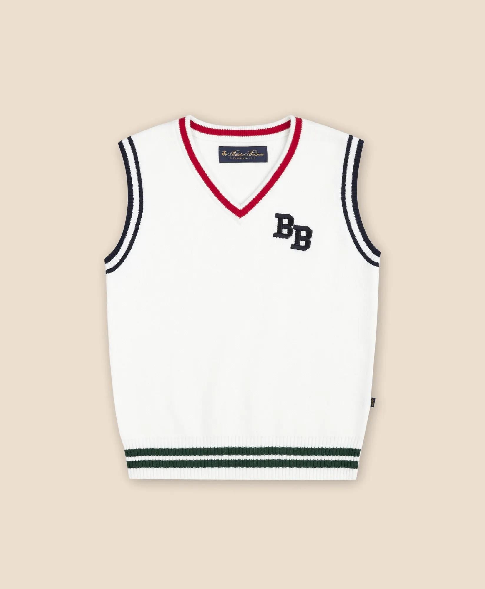 Boys Cotton Jacquard Varsity Sweater Vest