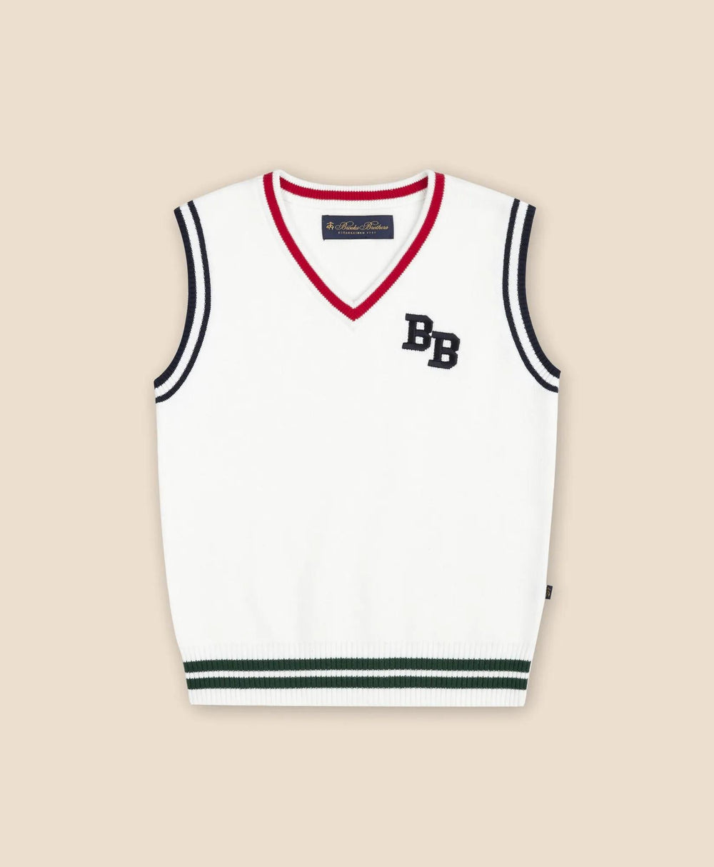 Boys Cotton Jacquard Varsity Sweater Vest