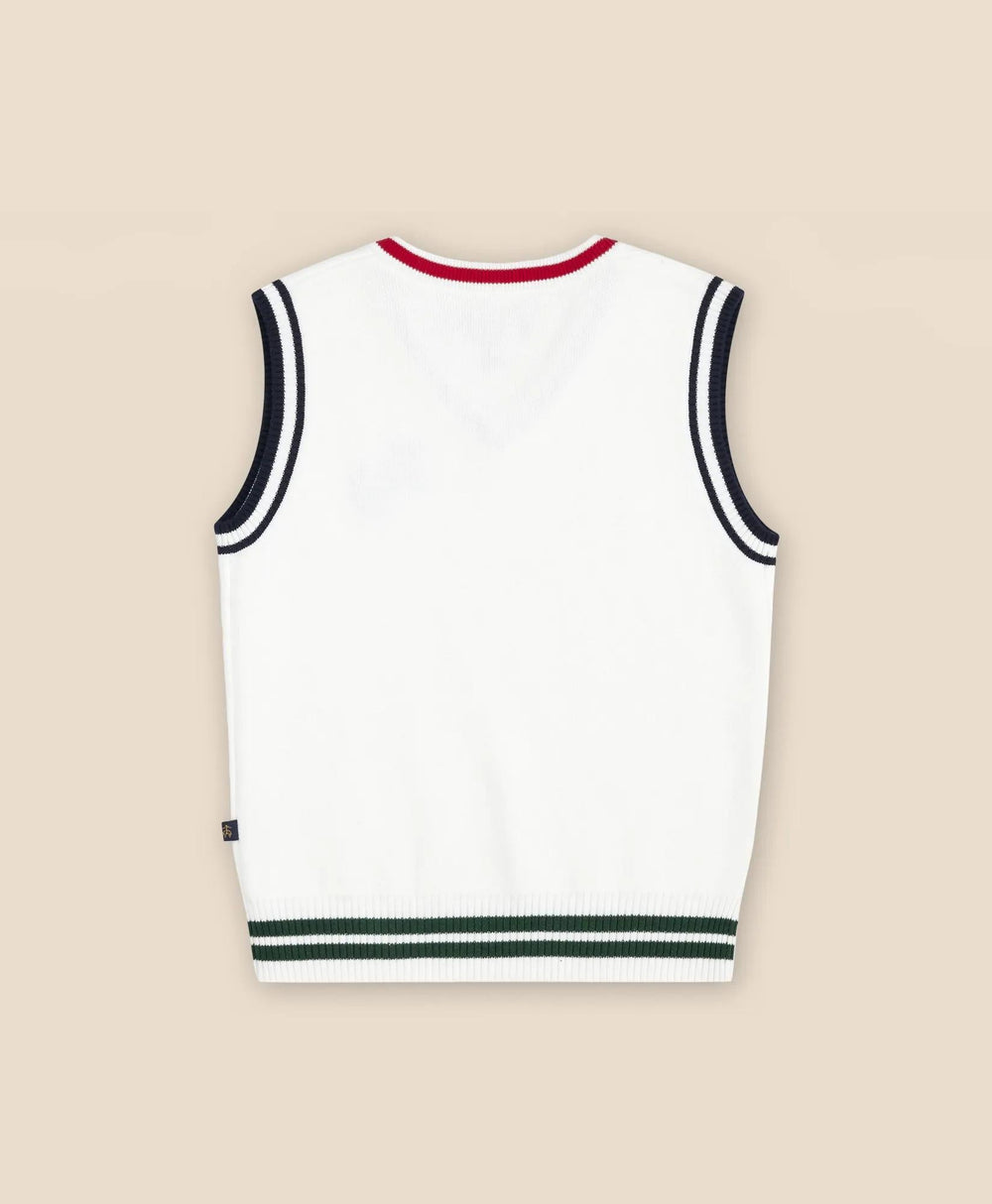 Boys Cotton Jacquard Varsity Sweater Vest