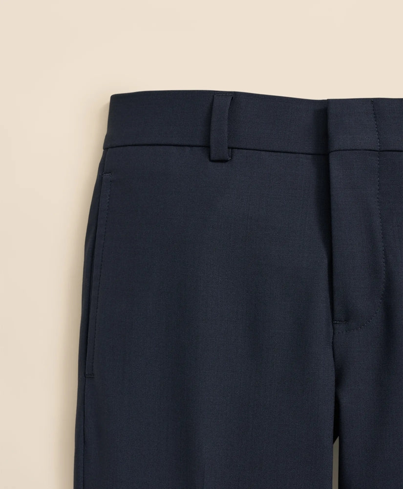 Boys Junior Plain-Front Wool Suit Pants
