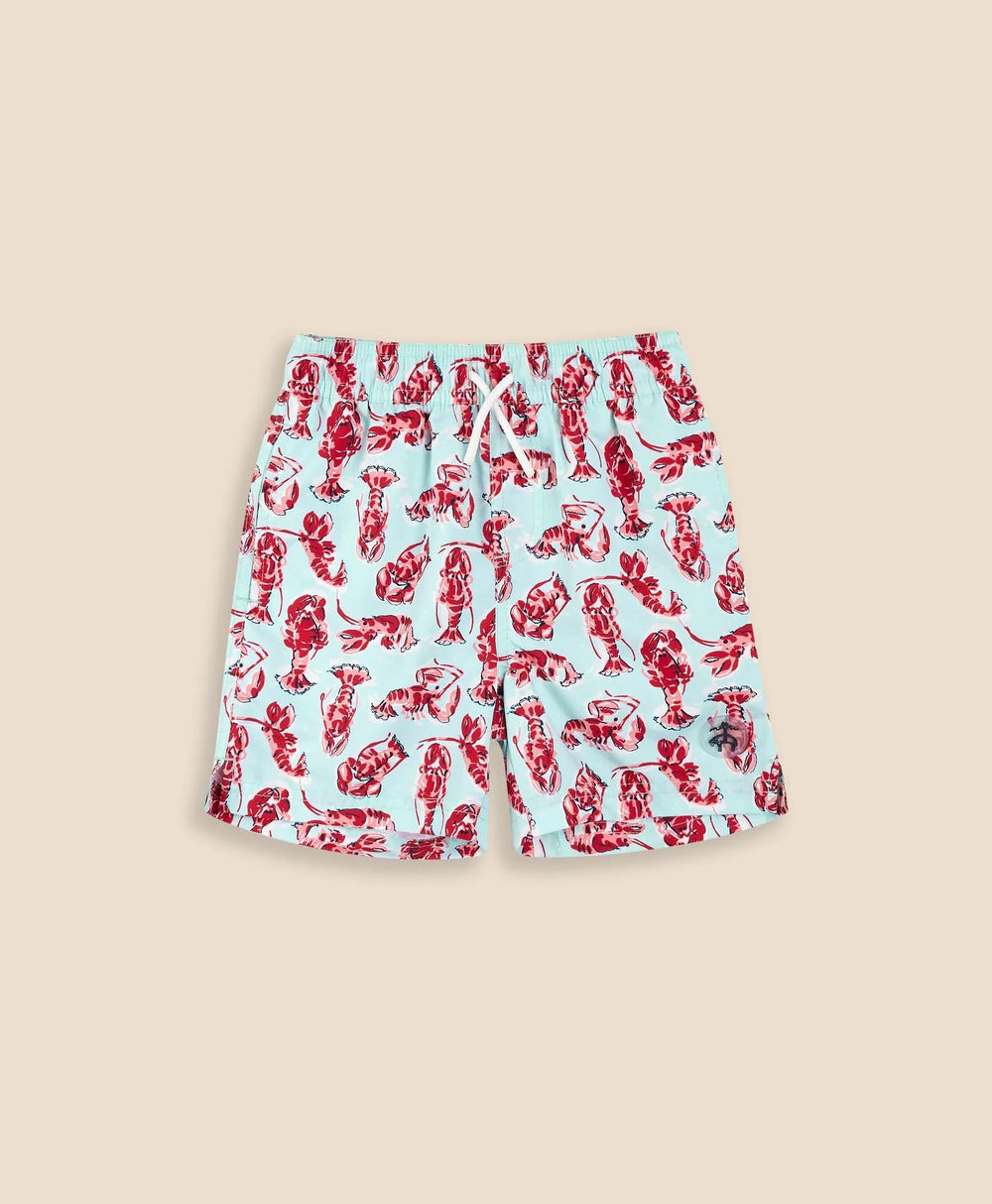 Boys Lobster Print Swim Trunks