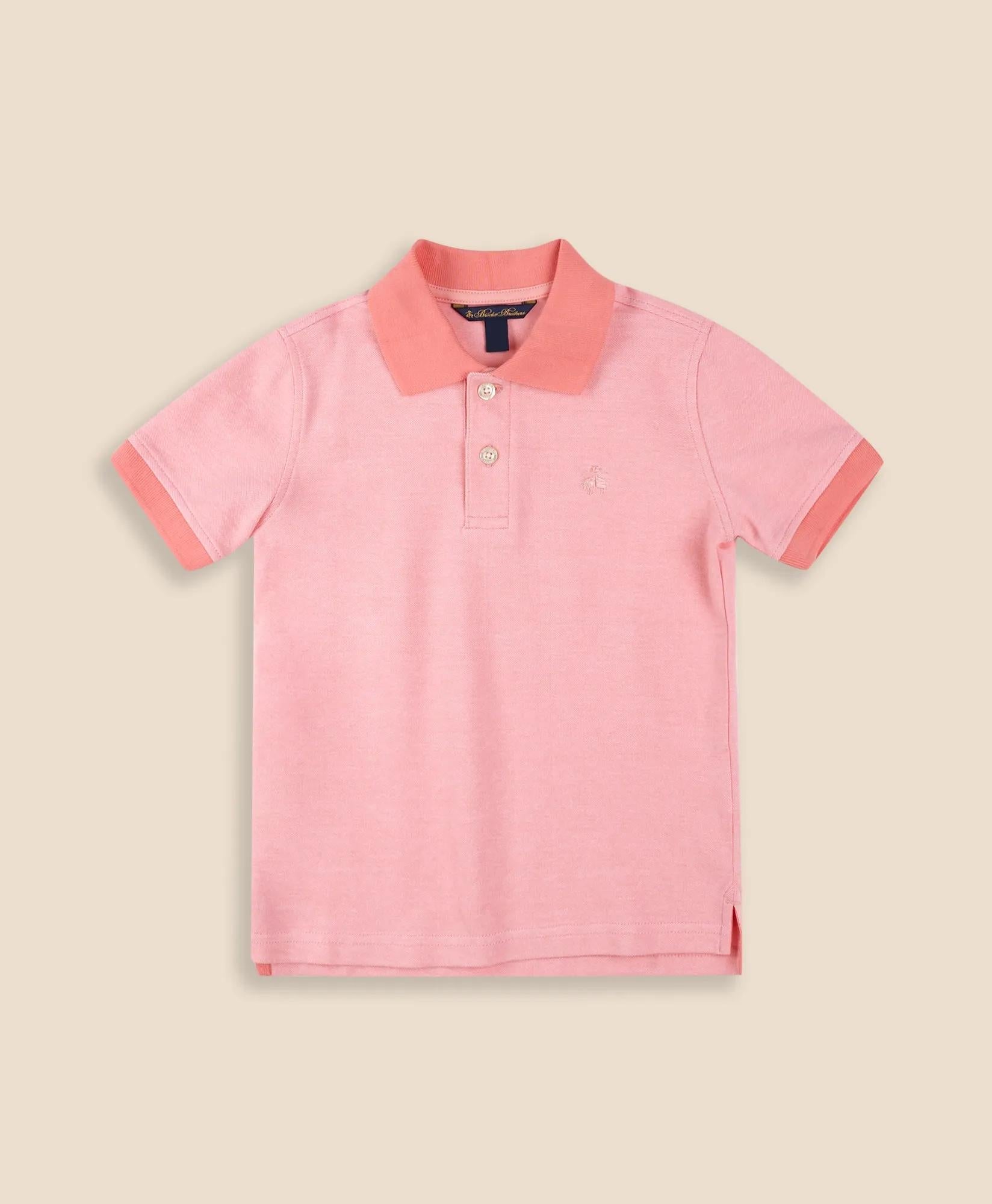 Boys Stretch Cotton Contrast Pique Polo Shirt