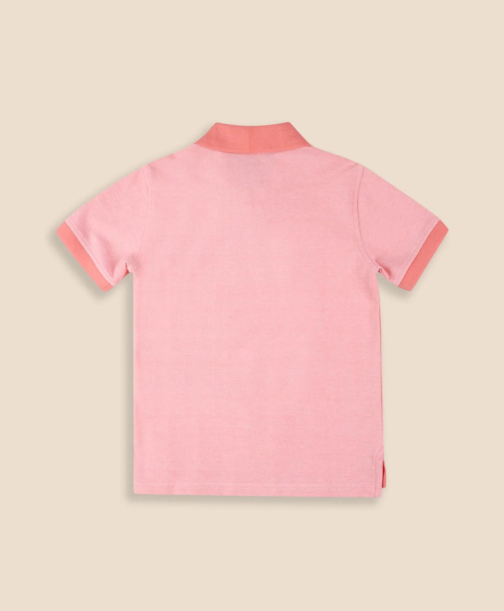Boys Stretch Cotton Contrast Pique Polo Shirt