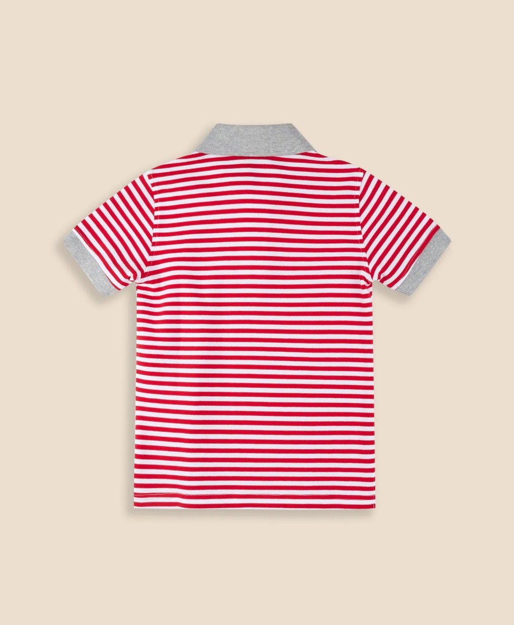 Boys Striped Pique Polo Shirt