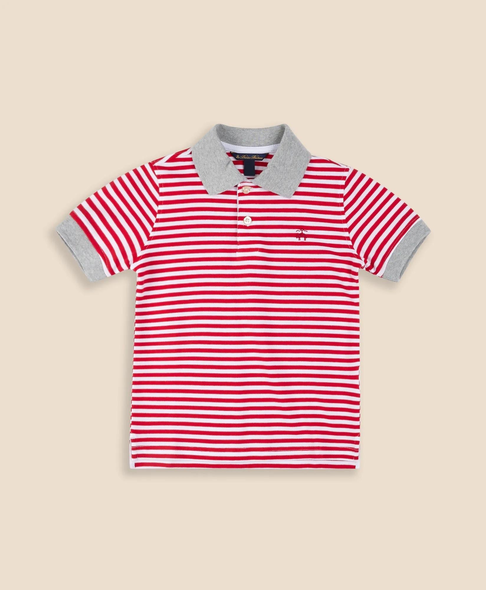 Boys Striped Pique Polo Shirt