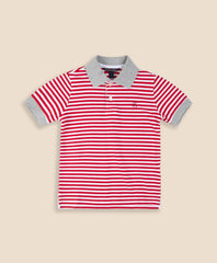 Boys Striped Pique Polo Shirt