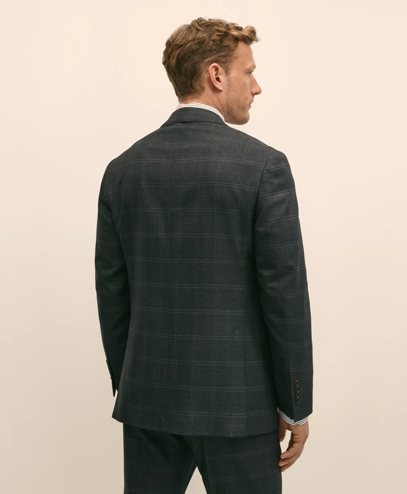 Brooks Brothers Explorer Collection Classic Fit Wool Windowpane Suit Jacket