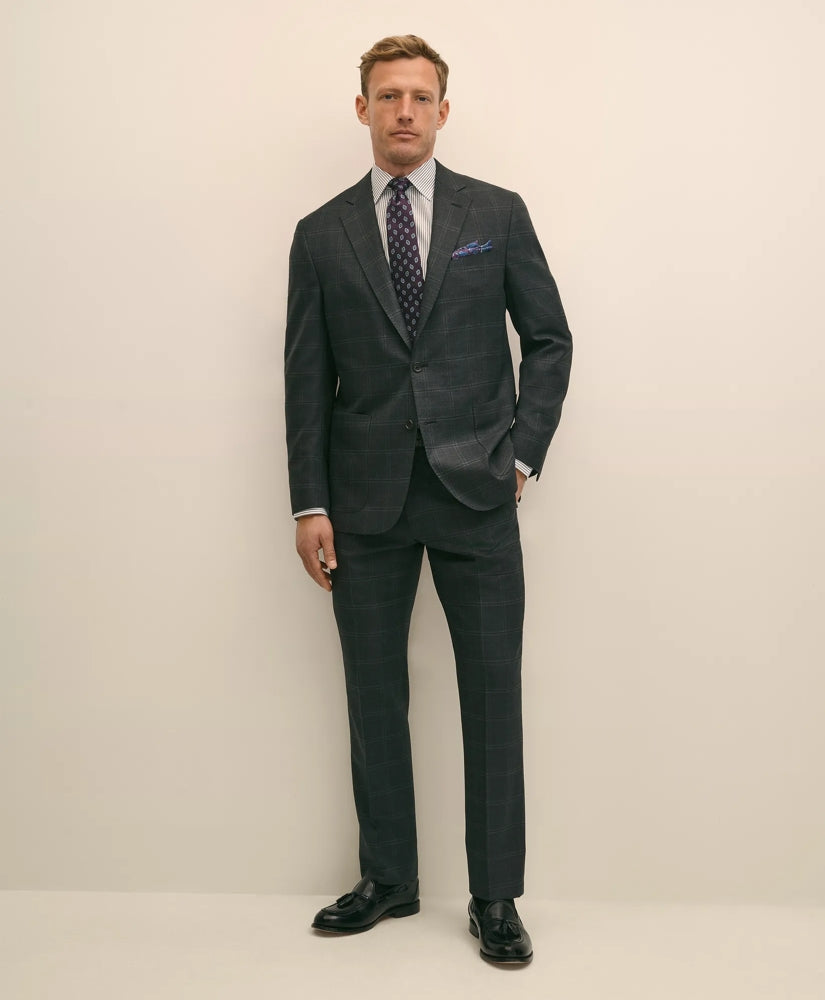 Brooks Brothers Explorer Collection Classic Fit Wool Windowpane Suit Jacket