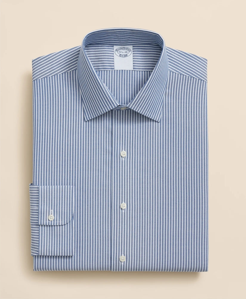 Brooks Brothers Explorer Collection Non-Iron Twill Ainley Collar Ground Stripe Dress Shirt