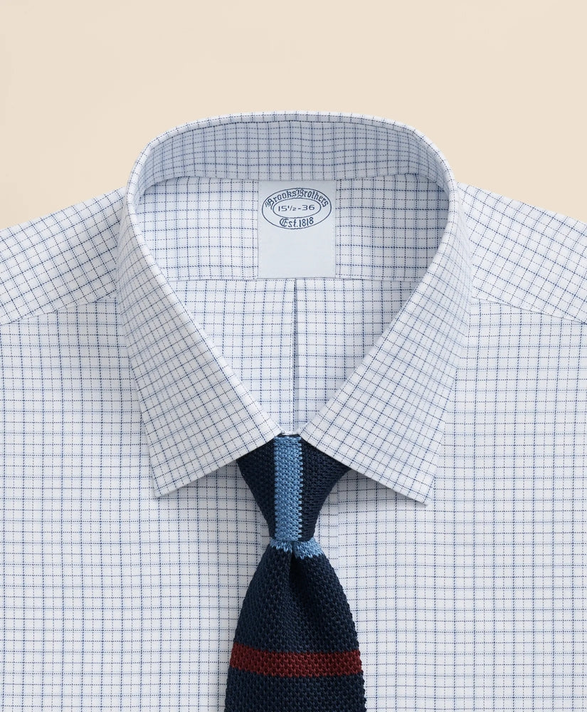 Dress Shirt Brooks Brothers Explorer Collection Non-Iron Twill Ainsley Collar Windowpane