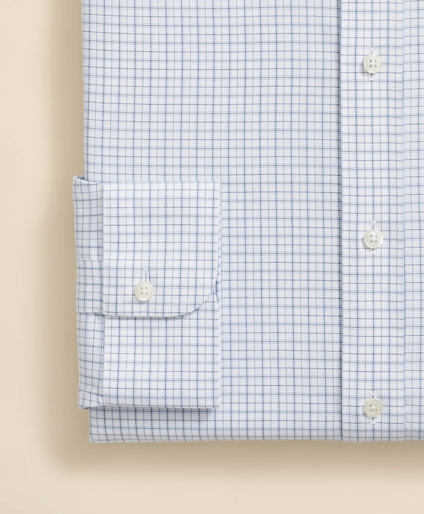 Dress Shirt Brooks Brothers Explorer Collection Non-Iron Twill Ainsley Collar Windowpane