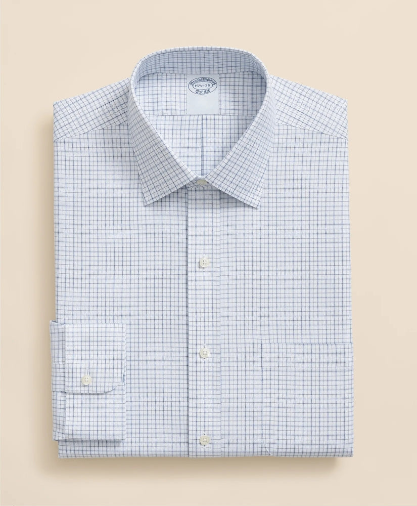 Dress Shirt Brooks Brothers Explorer Collection Non-Iron Twill Ainsley Collar Windowpane