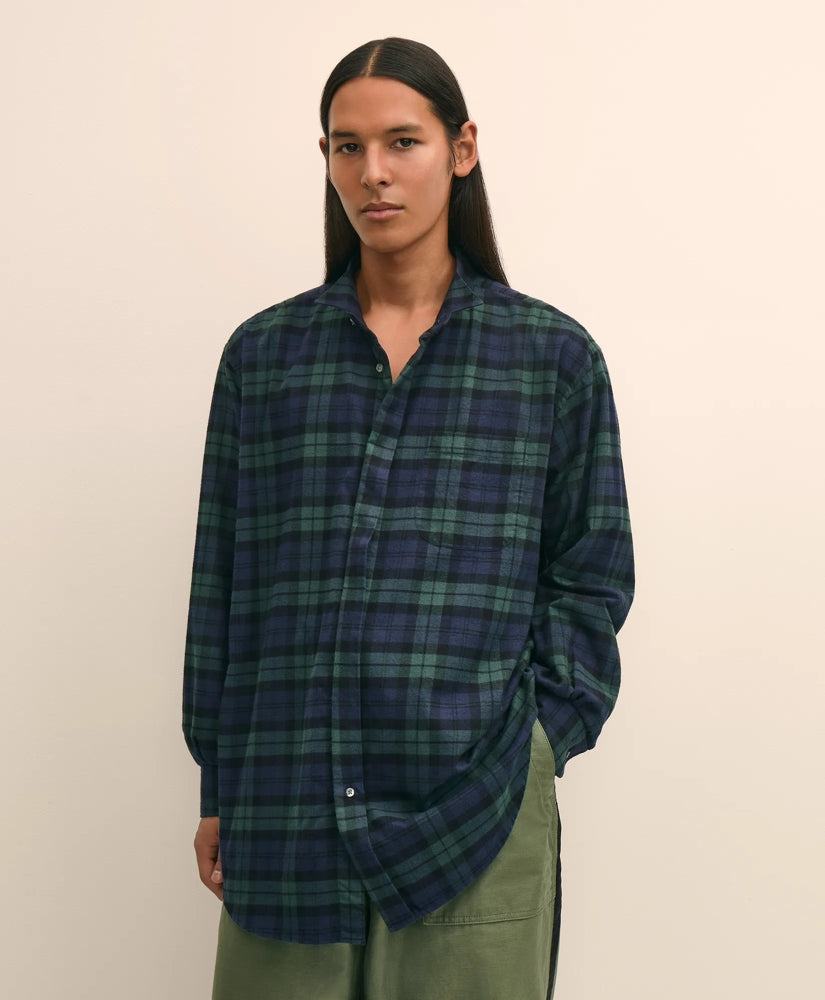 Tartan Dress Shirt Brooks Brothers X Engineered Garments Cotton Flannel Wing Collar Oversized