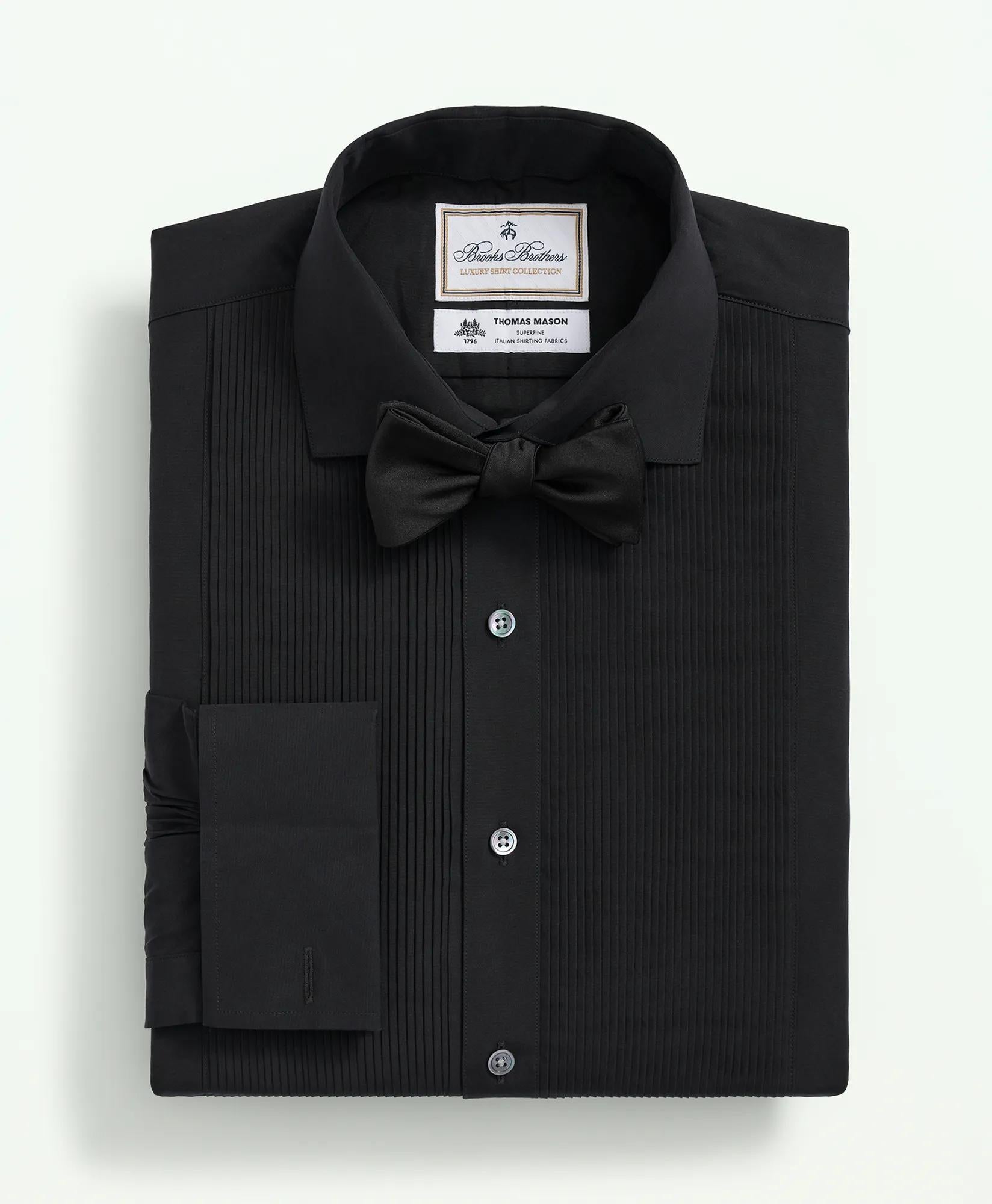 Brooks Brothers X Thomas Mason® Cotton English Collar Swiss Pleat Front Tuxedo Shirt
