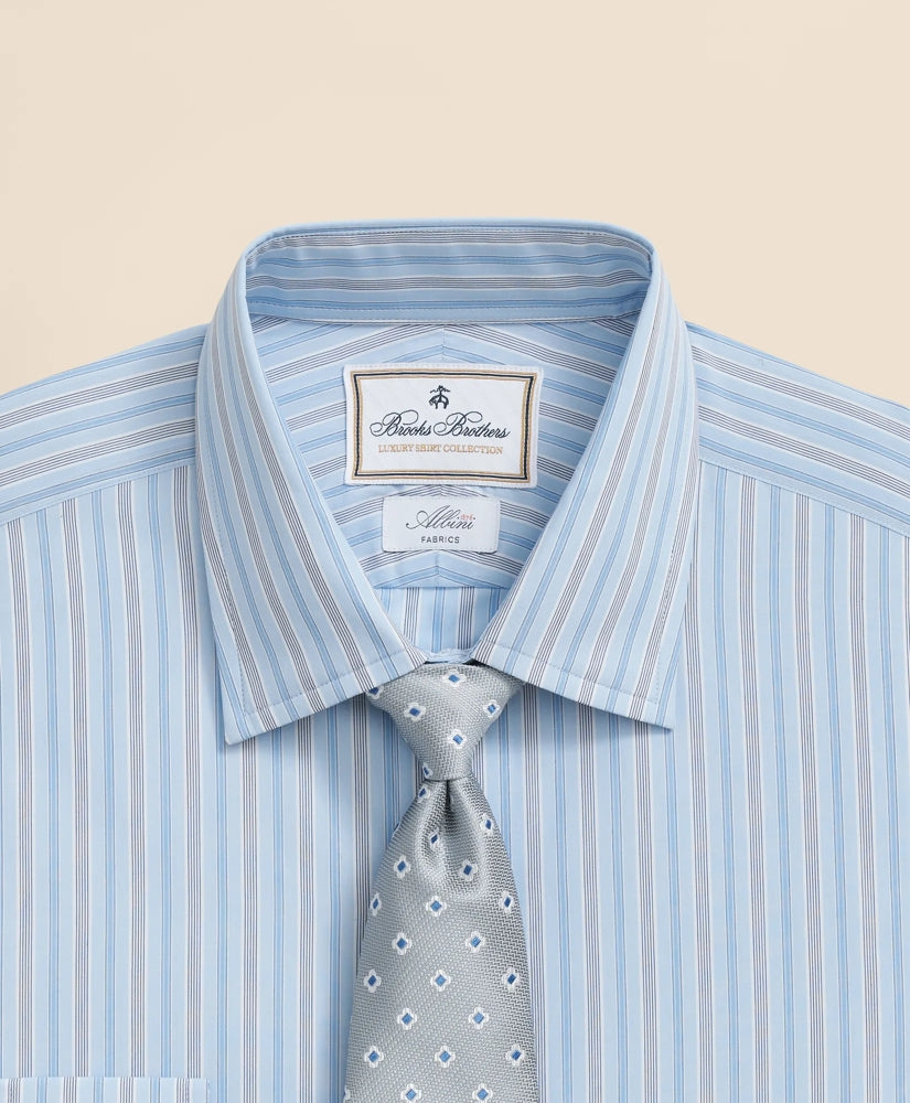 Brooks Brothers x Thomas Mason® Cotton Poplin Ainsley Collar Multi Stripe Dress Shirt