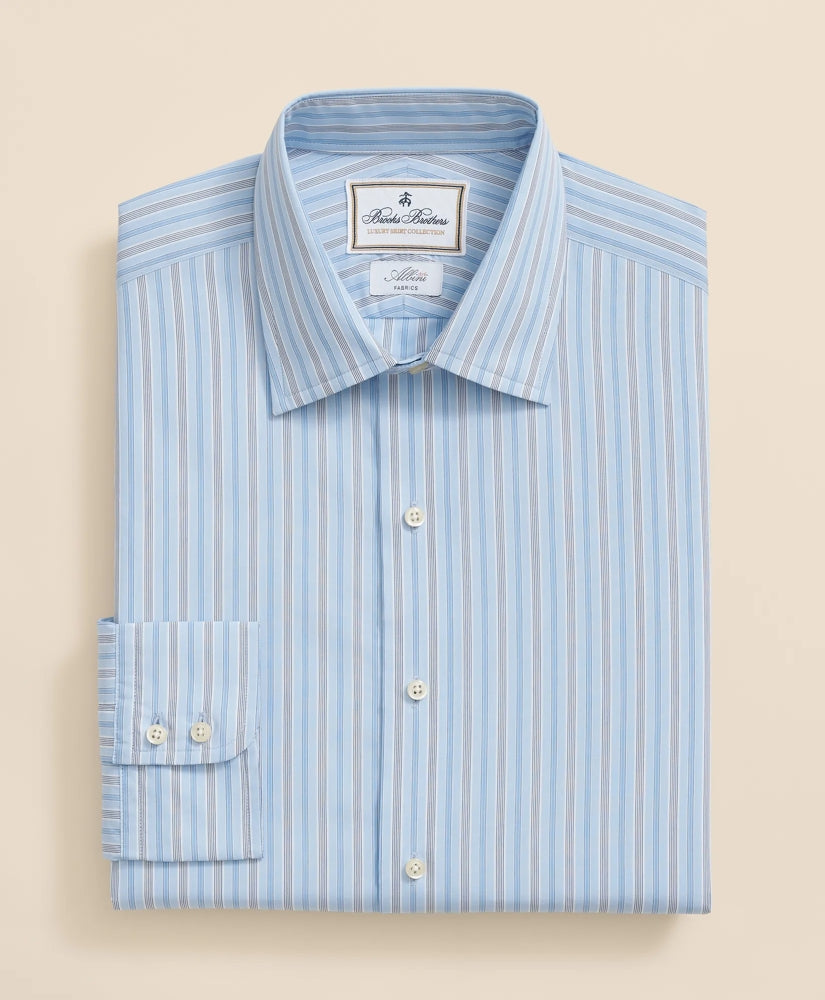 Brooks Brothers x Thomas Mason® Cotton Poplin Ainsley Collar Multi Stripe Dress Shirt