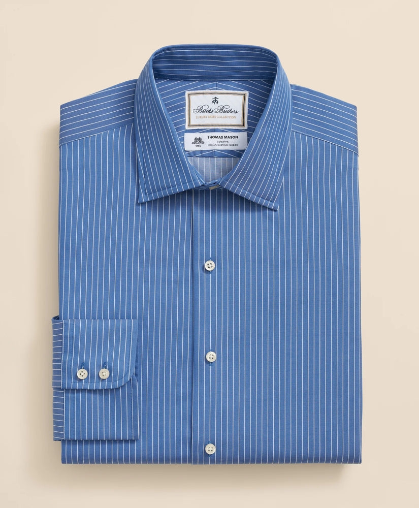 Brooks Brothers x Thomas Mason® Cotton Poplin Ainsley Collar Striped Dress Shirt