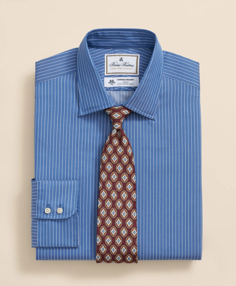 Brooks Brothers x Thomas Mason® Cotton Poplin Ainsley Collar Striped Dress Shirt