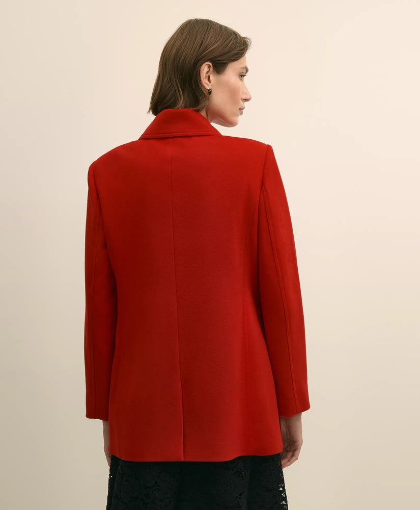 Brushed Wool Peacoat with Throat Latch