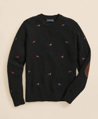 Brushed Wool Pheasant-Embroidered Sweater