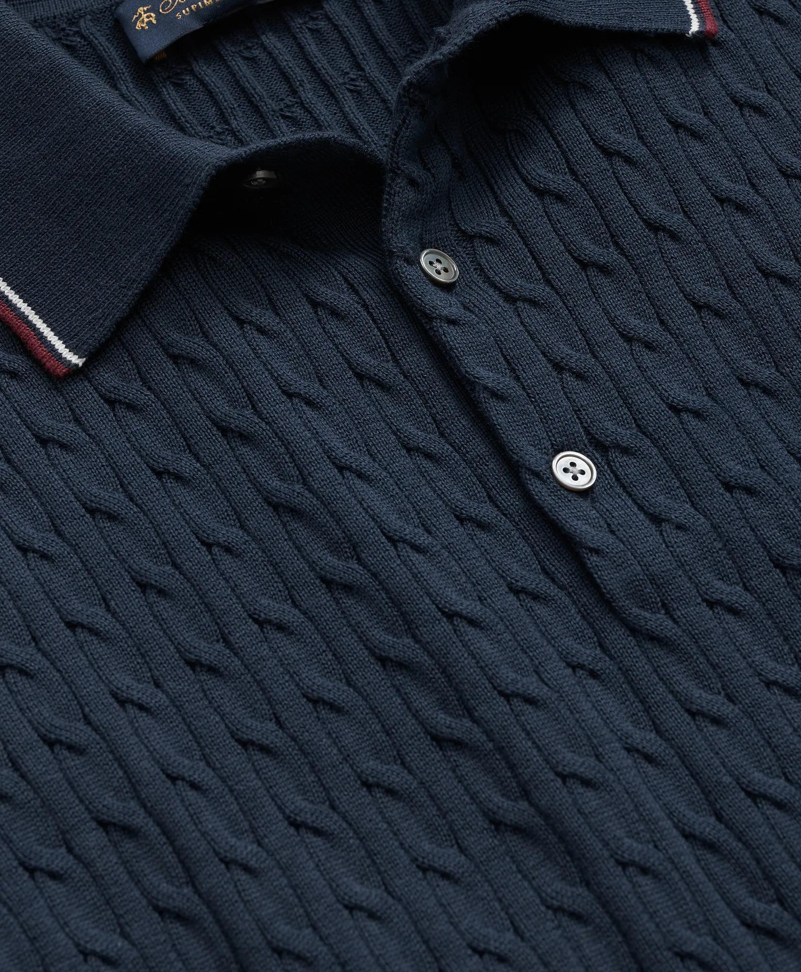 Cable Knit Archive Tennis Polo in Supima® Cotton