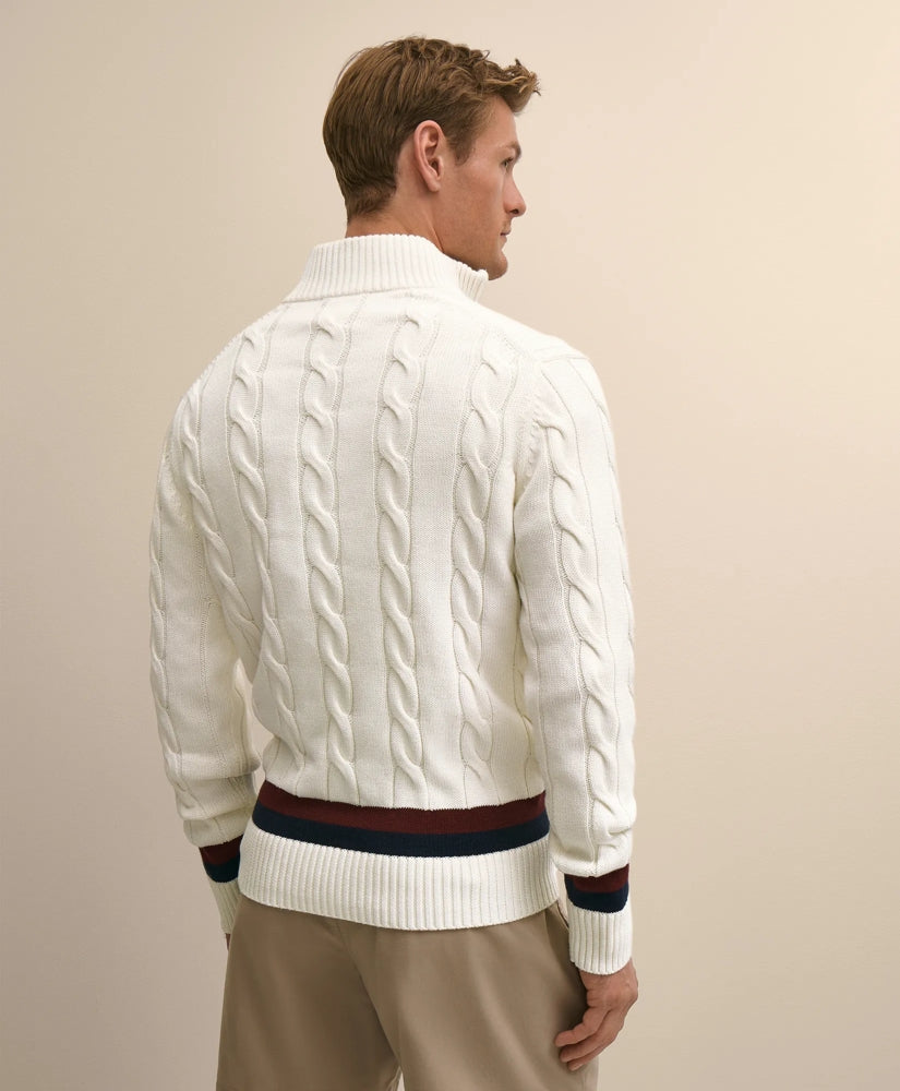 Cable Knit Tennis Quarter-Zip Sweater in Supima® Cotton