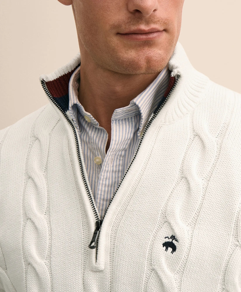 Cable Knit Tennis Quarter-Zip Sweater in Supima® Cotton