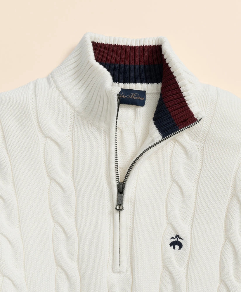Cable Knit Tennis Quarter-Zip Sweater in Supima® Cotton