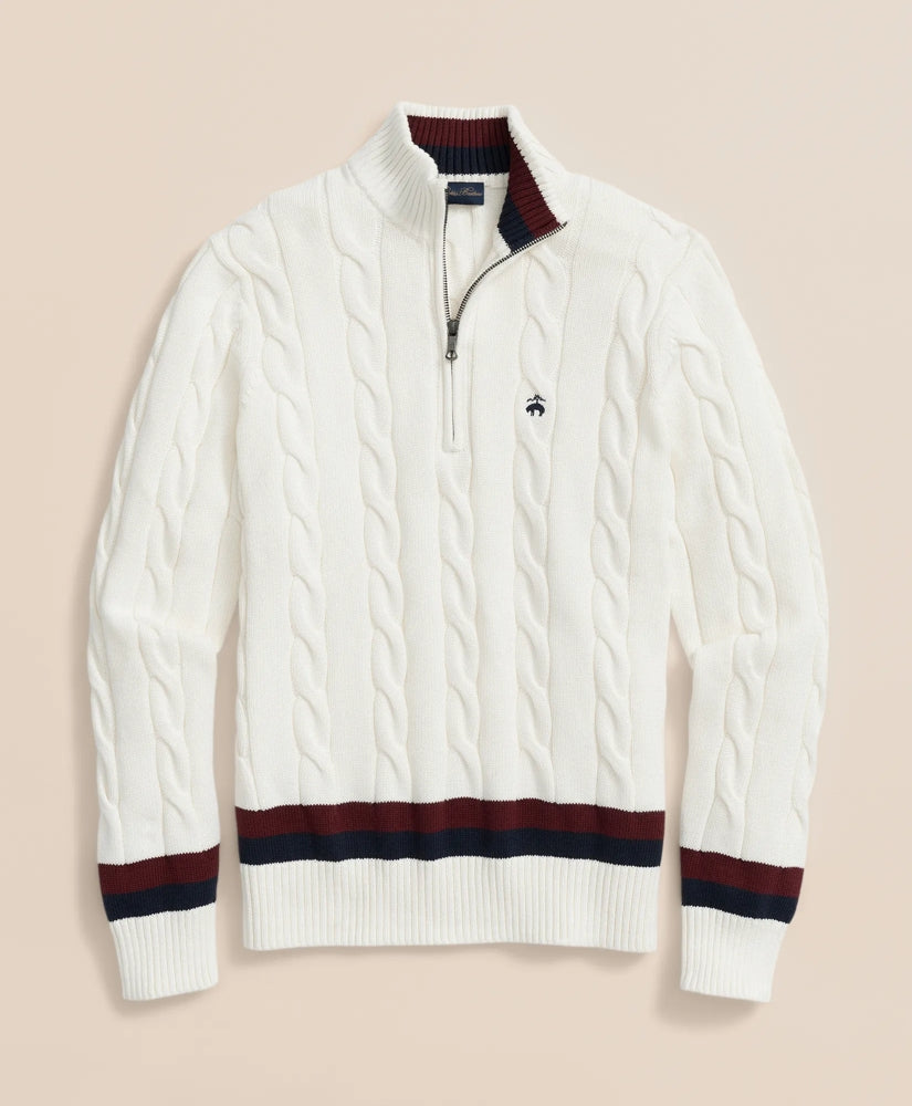 Cable Knit Tennis Quarter-Zip Sweater in Supima® Cotton