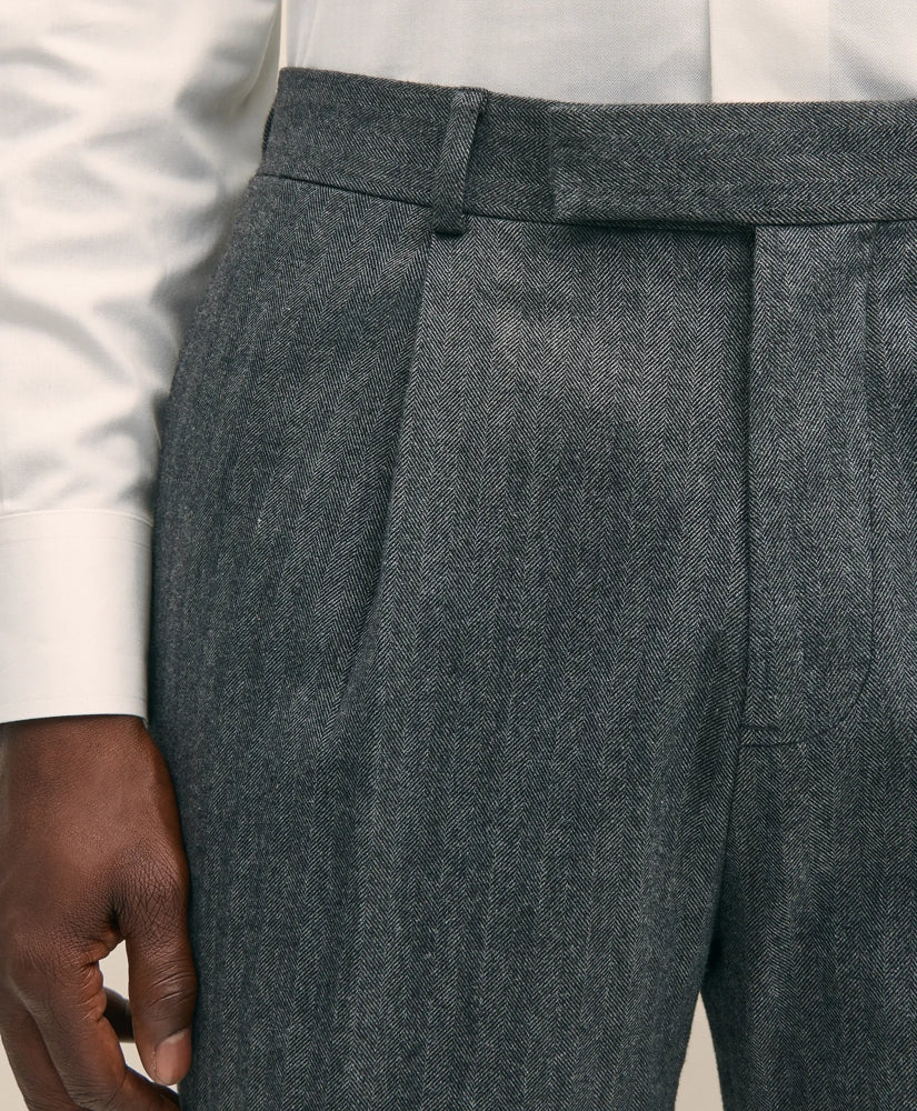 Classic Fit Cotton Herringbone Suit Pants