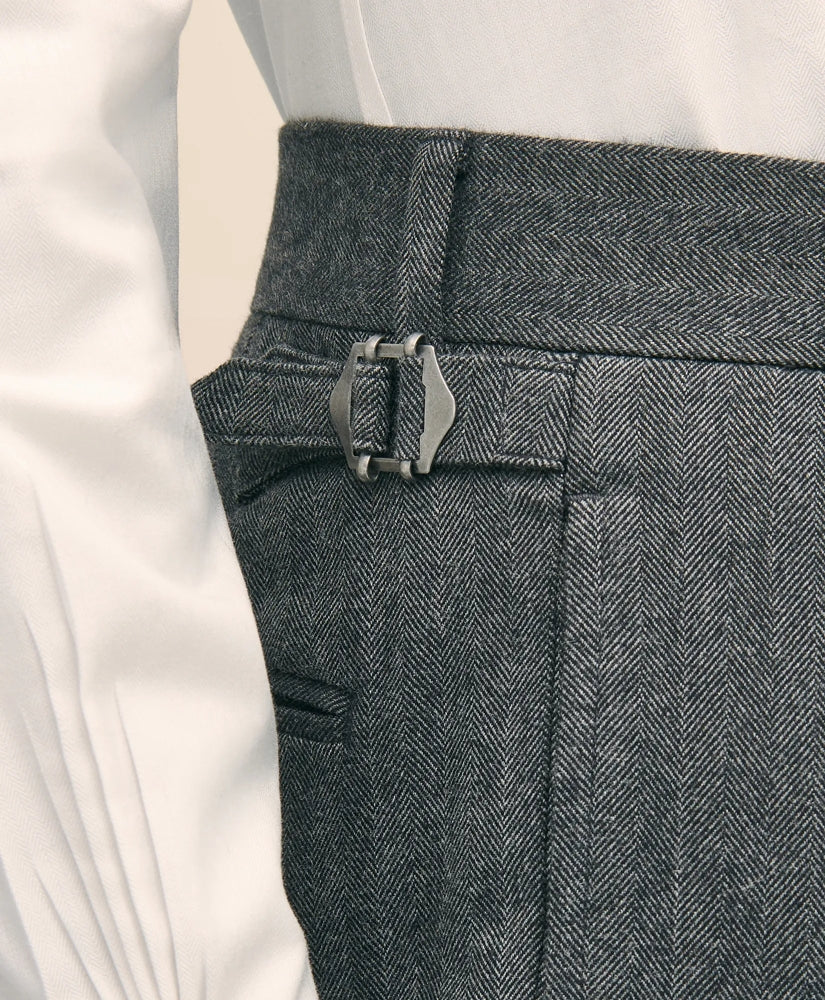 Classic Fit Cotton Herringbone Suit Pants