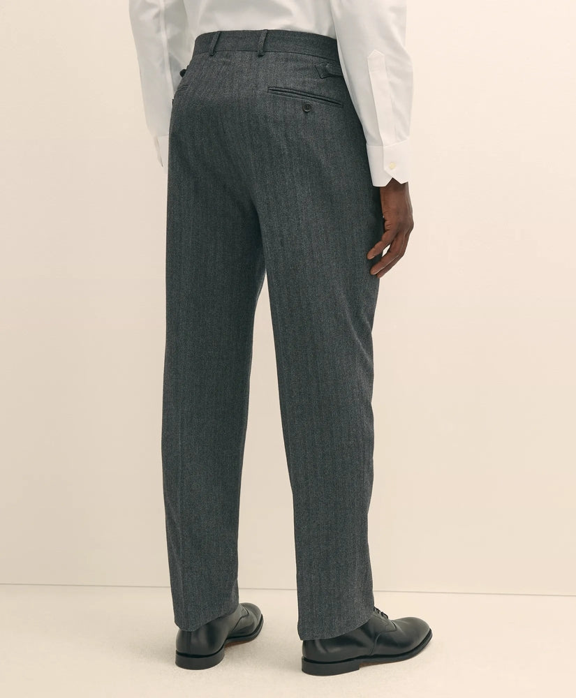 Classic Fit Cotton Herringbone Suit Pants
